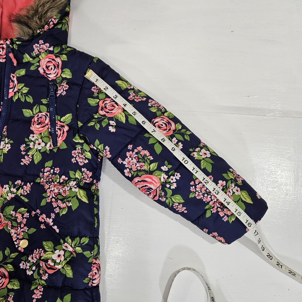 Carter's Blue And Pink Floral Puffer Jacket Girls Size Large 6X - Picture 5 of 13